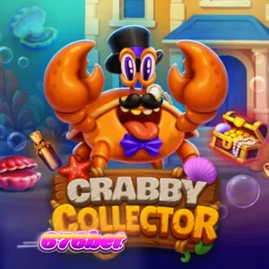 Interface do jogo de slot Crabby Collector com tema subaquático e grade de símbolos