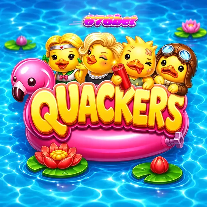 Interface colorida e divertida do slot Quackers com patos animados